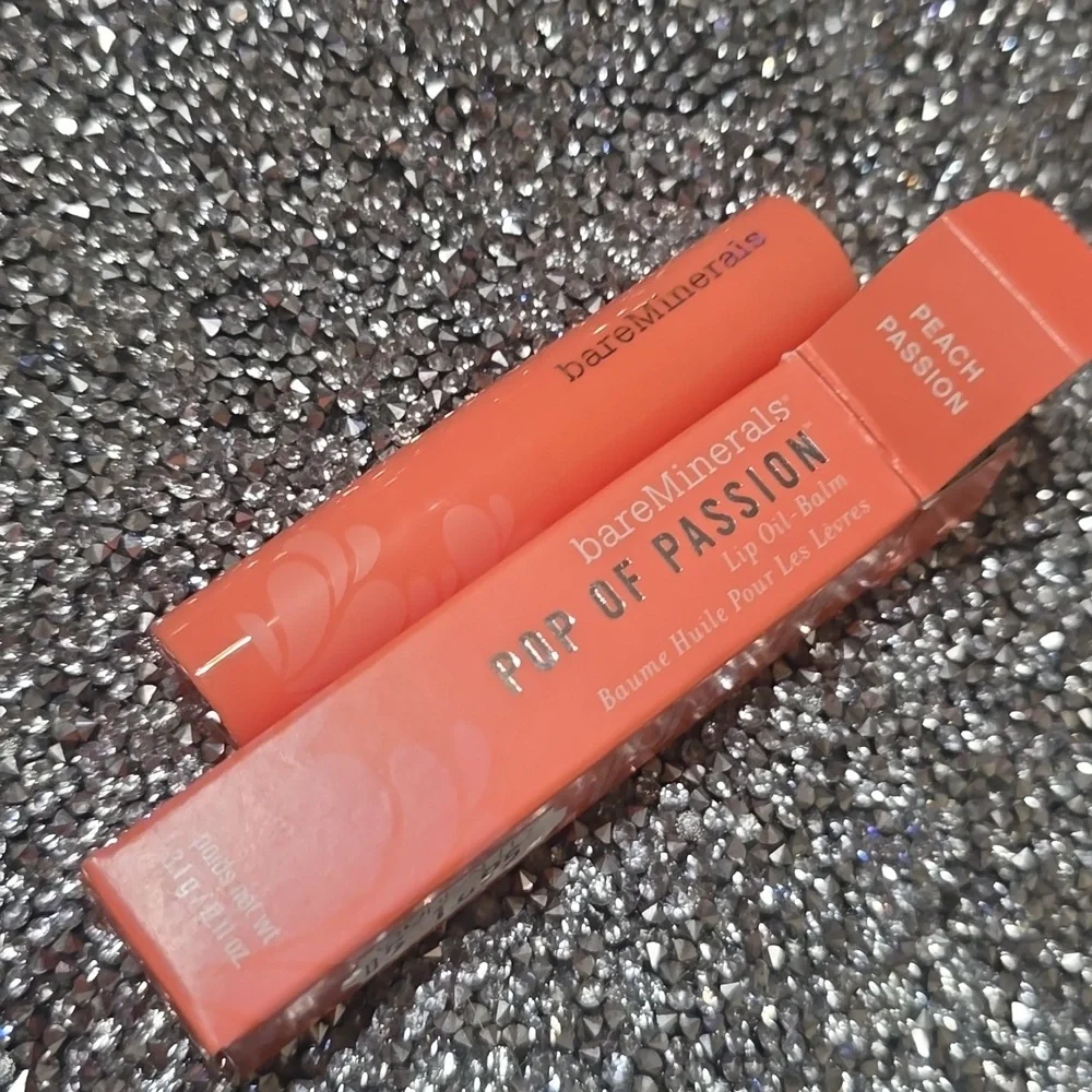 ❇️🧚‍♀PEACH PASSION BareMinerals DISCONTINUED Pop of Passion Lip Oil Balm NWT